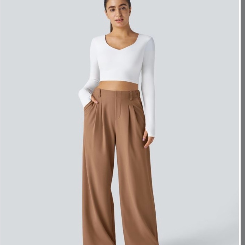 HALARA Wide Leg Pants in Brown